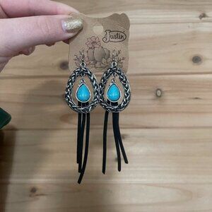 Silver And Blue Western Inspired Earrings